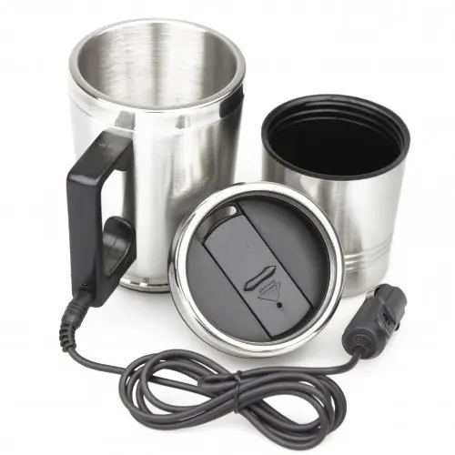 Автомобильная чашка с подогревом 300 мл 12 В из нержавеющей стали|Крышка отопления