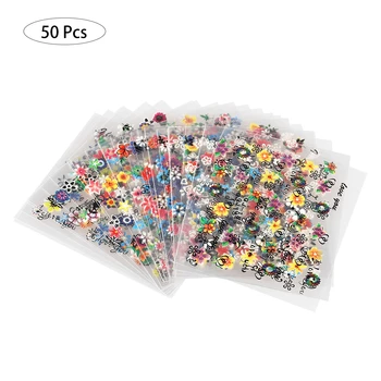 

50 sheets/set Mixed Design New Nail Art Sticker Set Flower Leaf Green Simple Summer Slider for Manicure Nail Art Watermark Tips