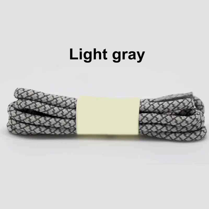 Light gray 1 пара круглые шнурки Одежда высшего качества 3M Светоотражающие шнурки для обуви шнурки для кроссовок 19 Цвета Длина 100 см 120 см 140 см 160 см - Цвет: Light gray