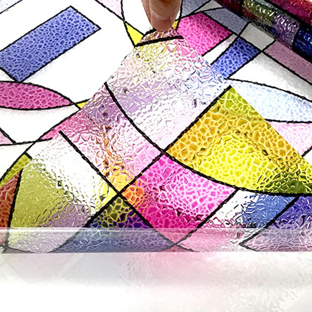Текстурированный круг, без клея, декоративные статические наклейки на стекло для спальни, ПВХ пленка на окно, матовая защита от волн, конфиденциальность дома