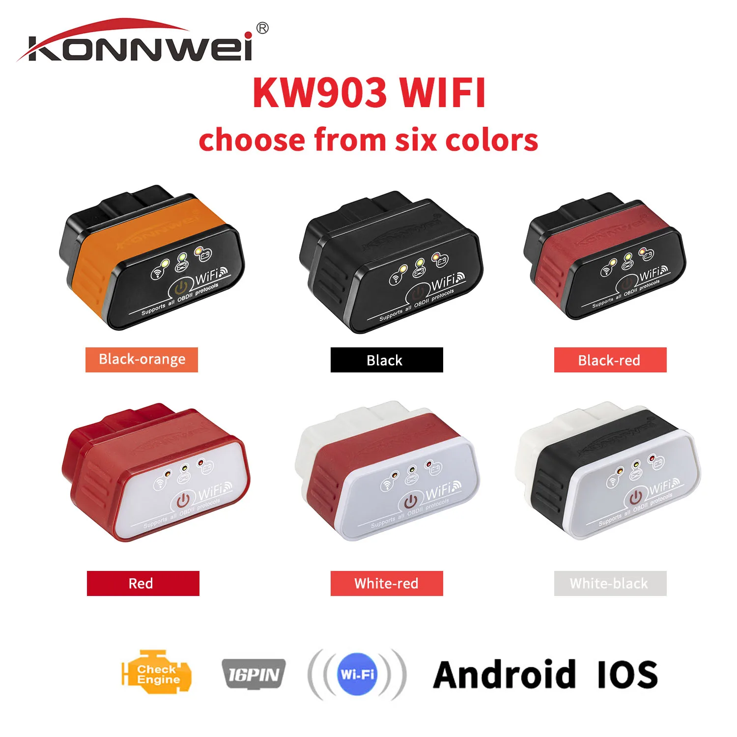 EML327 OBD2 Wifi V 1 5 автоматический диагностический сканер ODB 2 Автомобильный Konnwei KW903 ELM