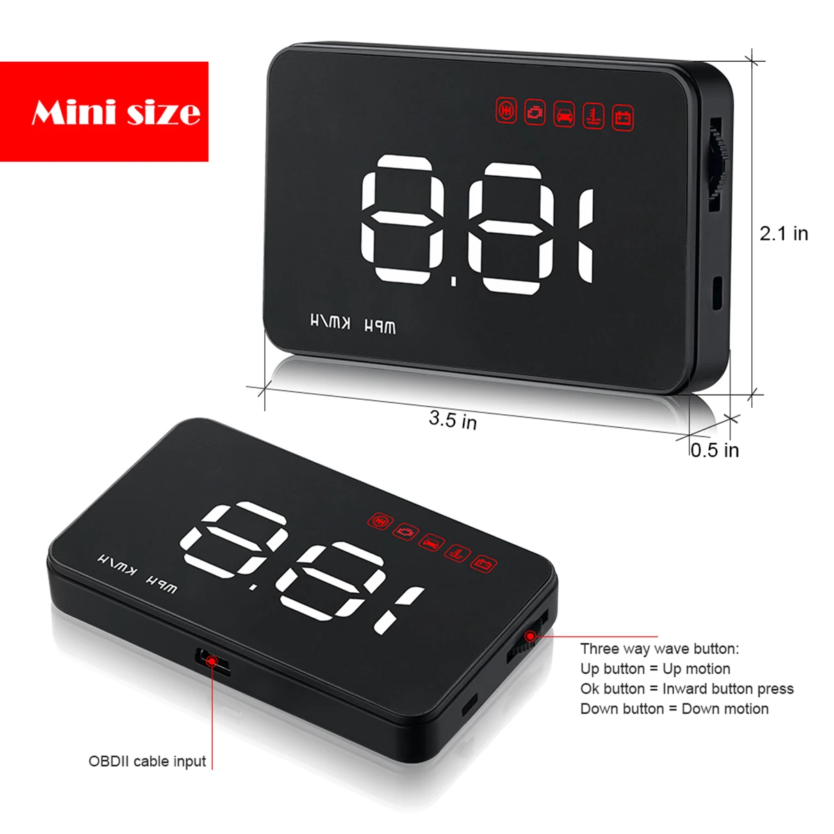 OBD2 HUD автомобильный 3,5hd TFT цифровой скоростной Проектор Монитор бортовой диагностики Предупреждение ющая система проектор для ветрового стекла цифровой измеритель скорости