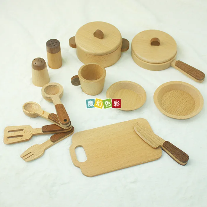  Children Model Kitchen Tableware Play House Tableware Wealthy Wooden Wood Color Tea Set Character P - 4000267405808