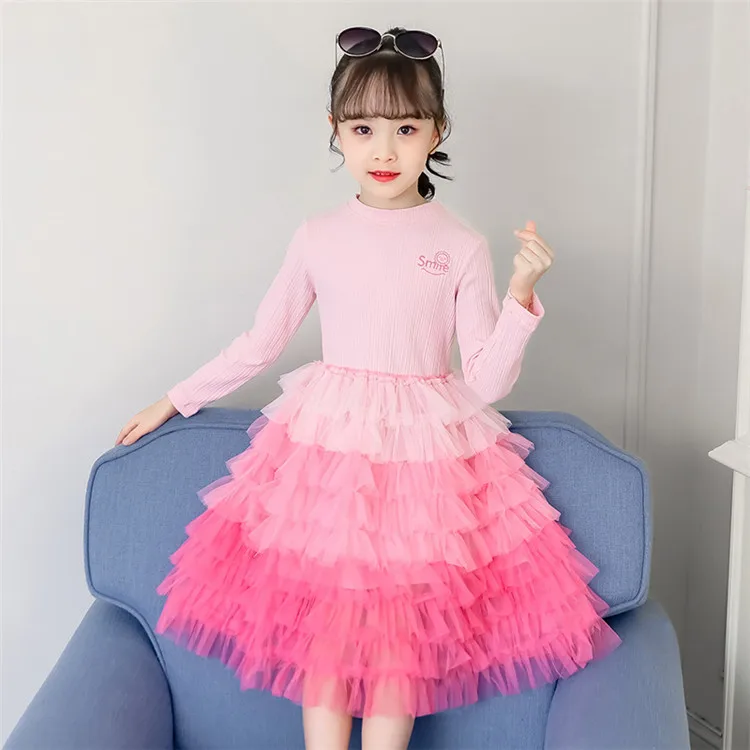 pink Одежда для девочек, осенне-зимнее Новое модное бархатное платье с длинными рукавами в Корейском стиле, платье принцессы для девочек - Цвет: pink
