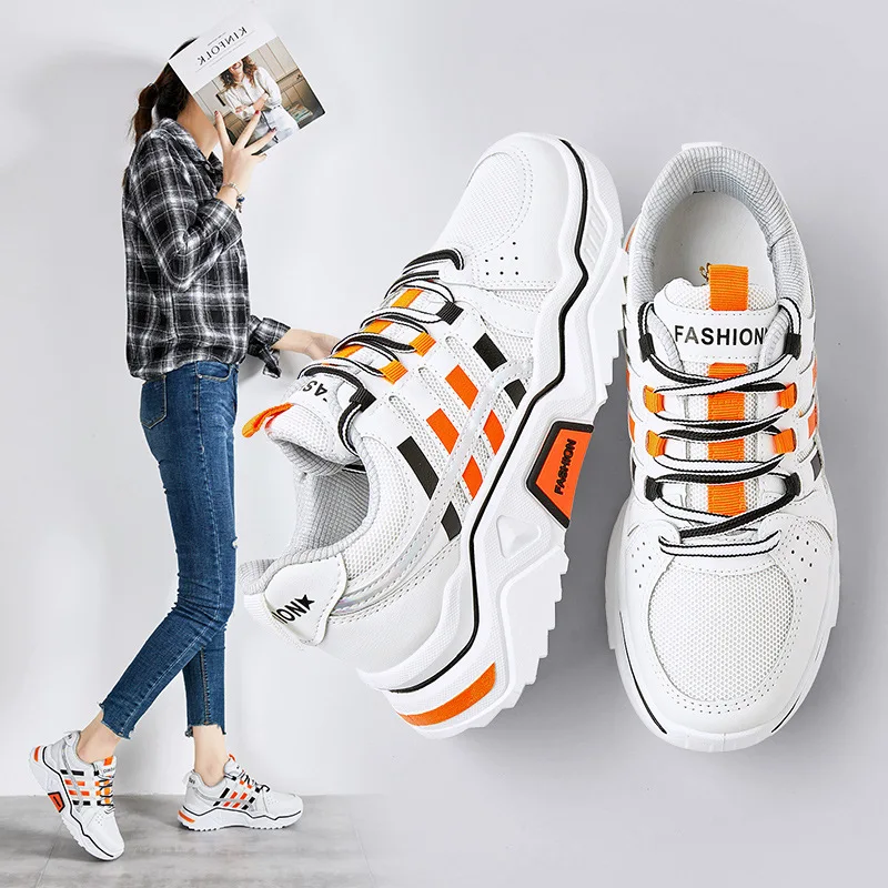 

2019 Autumn New Style Sports Trendy Shoes Women's Extra High Slimming Mesh INS Dad Shoes Wisdom Smoked Ride Jeans