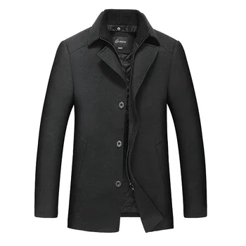

Middle-aged And Elderly Plus Fat Increase Code Woolen Coat Men Medium Length Money Thicken Wool What About Coat Fat Man Li