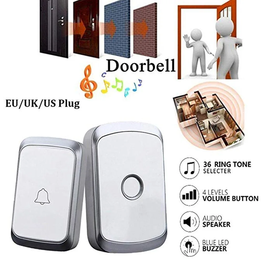 Smart Home Wireless Doorbell Waterproof 300 M Remote EU UK US Plug Smart Door Bell Intelligent Wifi Doorbell Receiver
