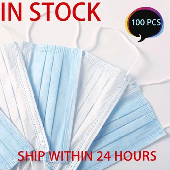 

100 Pcs Anti-Dust Dustproof Disposable Masks Earloop Face Mouth Masks Facial Protective Cover Masks 3 Layers