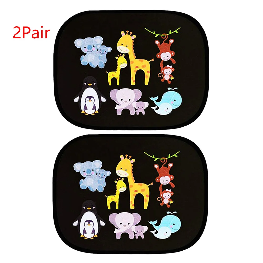 

Car Side Window Heat Blocking Sun Shade Visor Universal UV Protection Reusable Electrostatic Adsorption Cartoon Kids Shield PVC