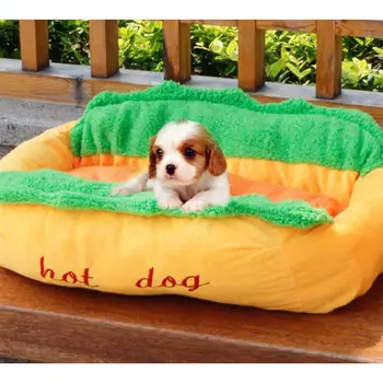 

Cotton Hot Dog Shape Pet Bed Kennel Cat Nest Puppy House Warm Mat Cushion Washable Pad