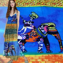 114 см Слоник шелковая ткань с принтом 12 мм Креп Де Шин шелковая ткань летняя рубашка платье креп ткань шелковая ткань