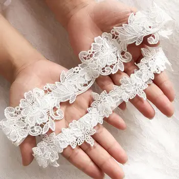 

New 2Pcs/Set Women Wedding Bridal Leg Garters Lace Flower Hollow Out Elastic Band Black White Thigh Ring Bridal Leg Garter