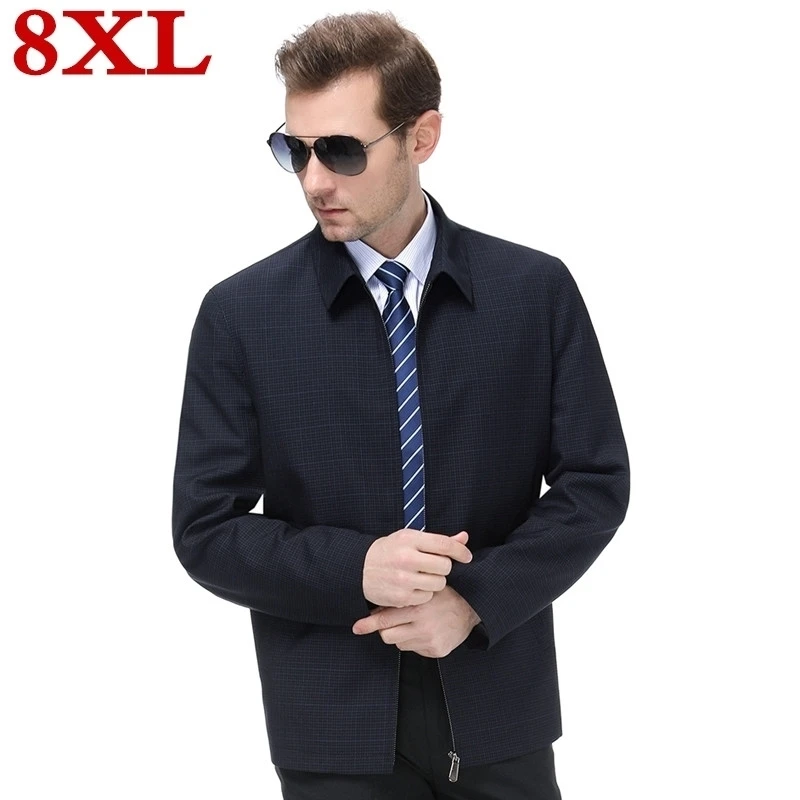 Новый размера плюс 8XL 7XL 6XL деловая повседневная мужская куртка весенне-осенний