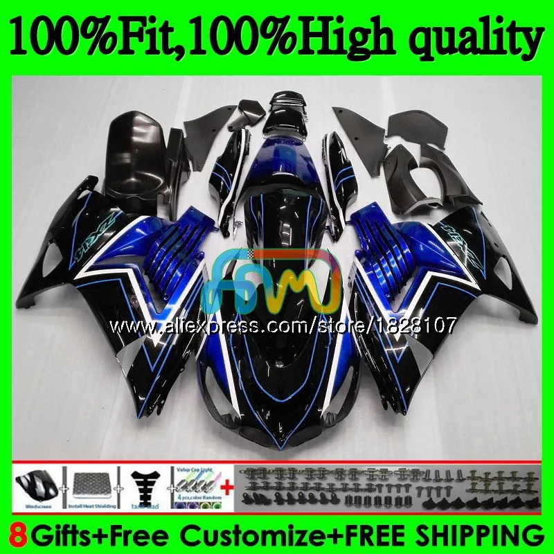 Инъекции для KAWASAKI ZX 14R ZZR1400 ZX-14R 21BS. 0 ZX14R 06 07 08 09 10 11 2006 2007 2008 2009 2010 2011 обтекателя Синий Черный Топ - Цвет: No. 1
