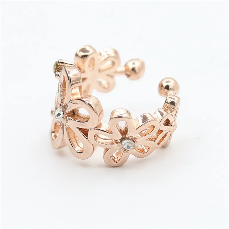 KC Gold Color Простые серьги-каффы в виде цветка из розового золота для женщин, женские серьги-клипсы с кристаллами без пирсинга Oorbellen Pendientes - Окраска металла: KC Gold Color