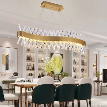 

Luxury s-shape crystal chandelier lighting for dining living room opening kitchen island hanging lamp indoor light fixtures