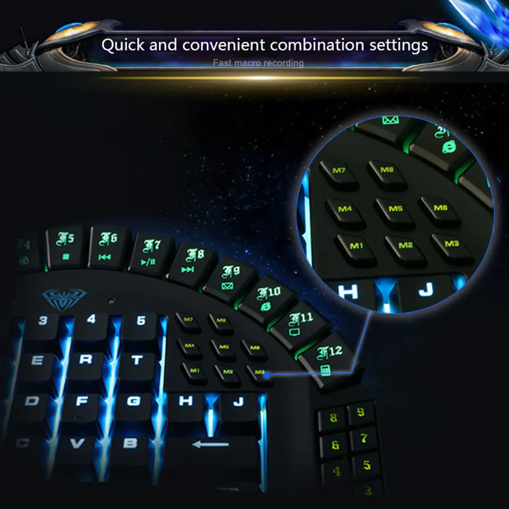 AULA 30 Progammable Keyboard профессиональная клавиатура с RGB подсветкой для игр одной руки со