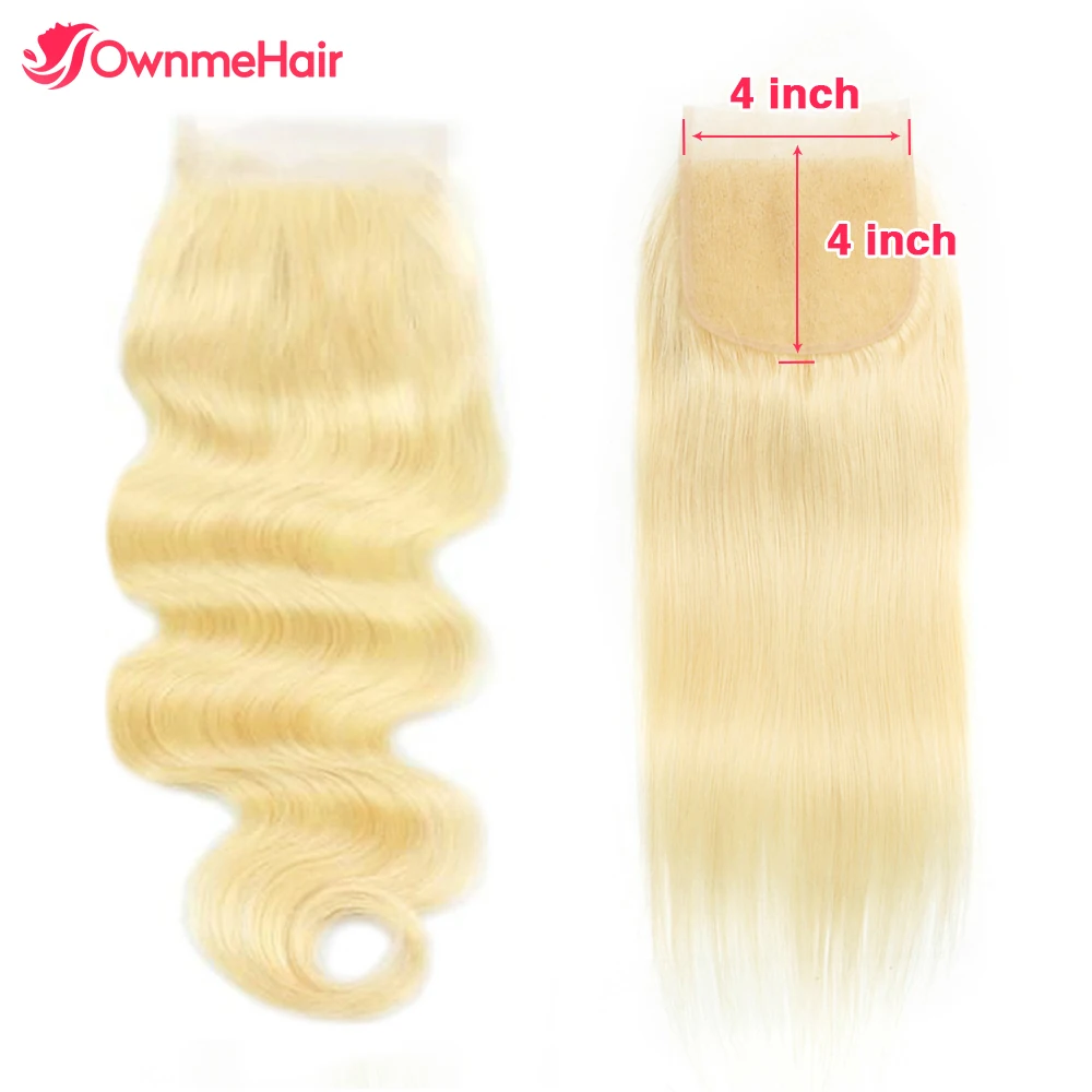 4x4 Lace Closure 613 Blonde Straight Hair Closure Human Hair Brazilian Body Wave 5x5 Lace Remy Pre Plucked
