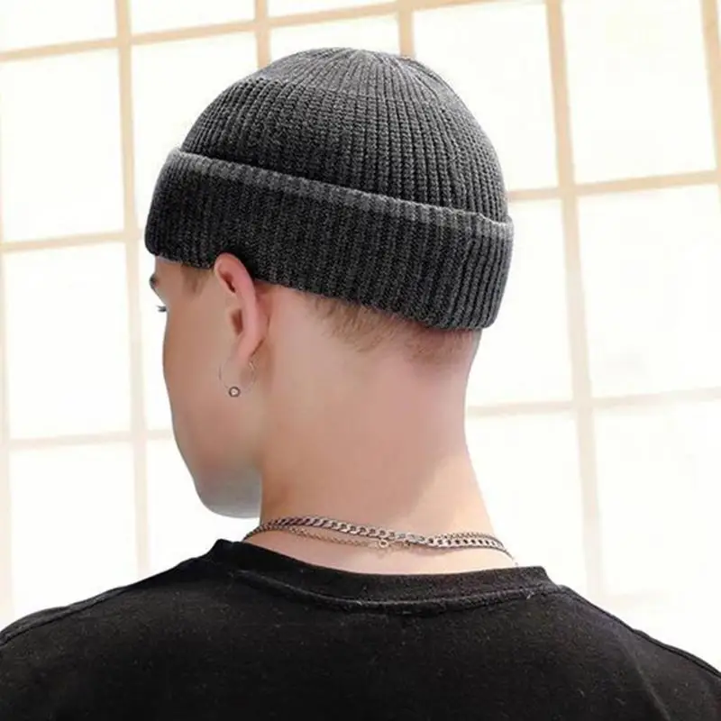 Зимняя Вязаная мужская шапка Skullcap, мужская вязаная шапка Skullcap, осенне-зимняя шапка в стиле хип-хоп, шапки в рыбацком стиле, вязаная шапка для женщин