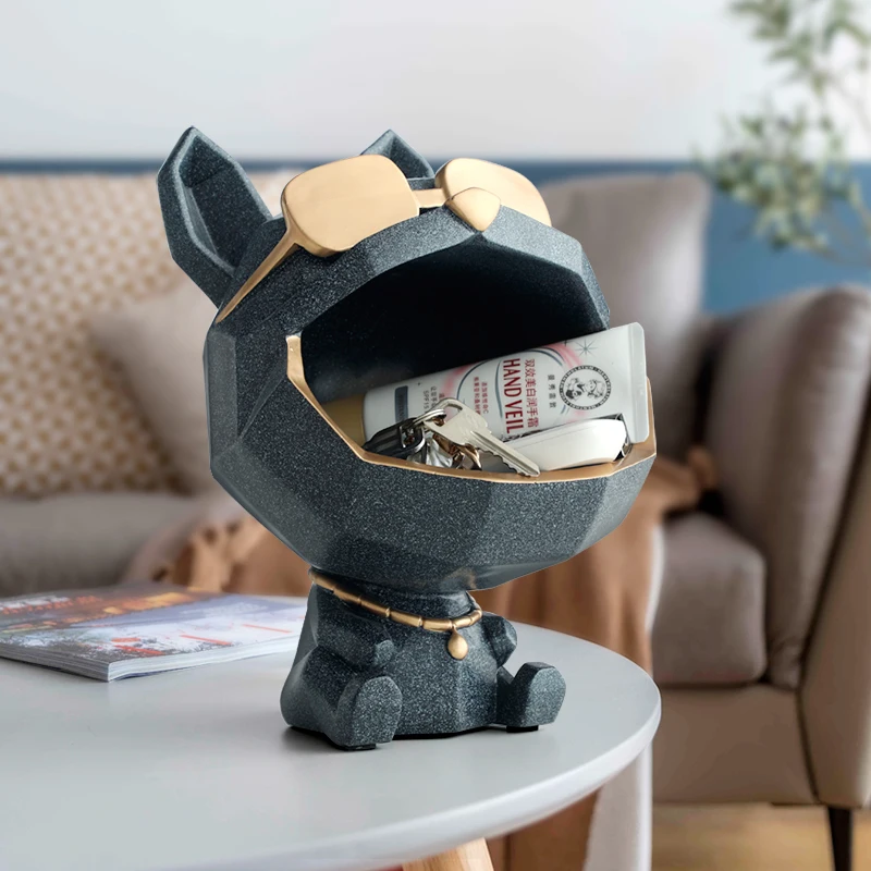 Figurillas decorativas de resina con boca grande para perro, caja de almacenamiento, decoración del hogar, escultura, accesorios de arte moderno para sala de estar