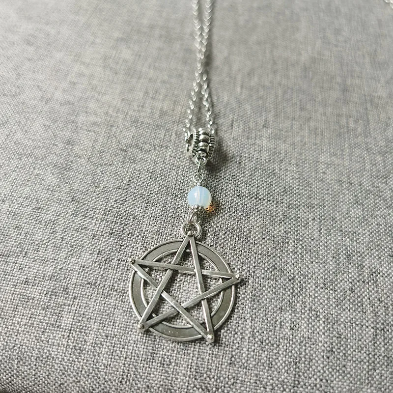 Pentagram in Branches Pendant ~Sterling Silver       Amethyst-Garnet-Moonstone 