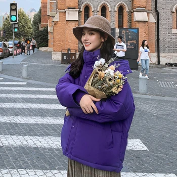

Winter Women Parka Basic Jackets Fashion Jacket Loose Outerwear Female Leisure Coat Down Cotton Jacket Ukraine Harajuku