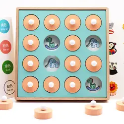 Монтессори матч памяти шахматная игра 3D Пазлы деревянные ранние образовательные семейные вечерние повседневные игры для детей