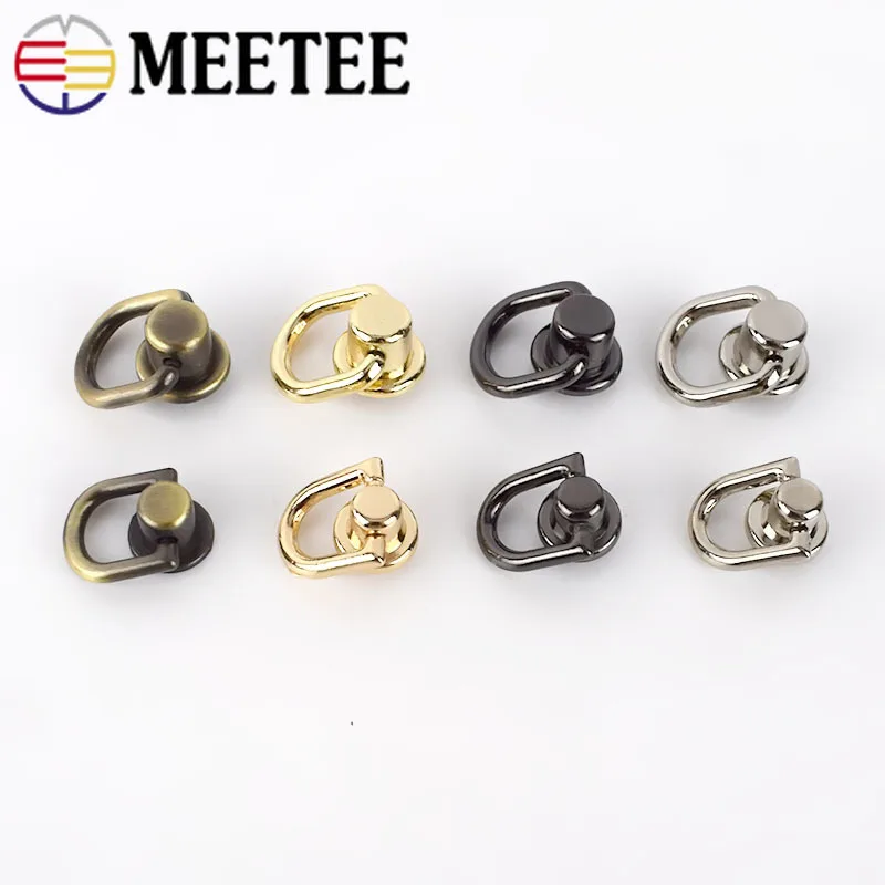 Meetee 5pcs Metal Round D O Ring Stud Side Clip Bag Screw Nail Rivet Strap Connector Hang Buckle DIY Purse Leather Accessories | Дом и сад