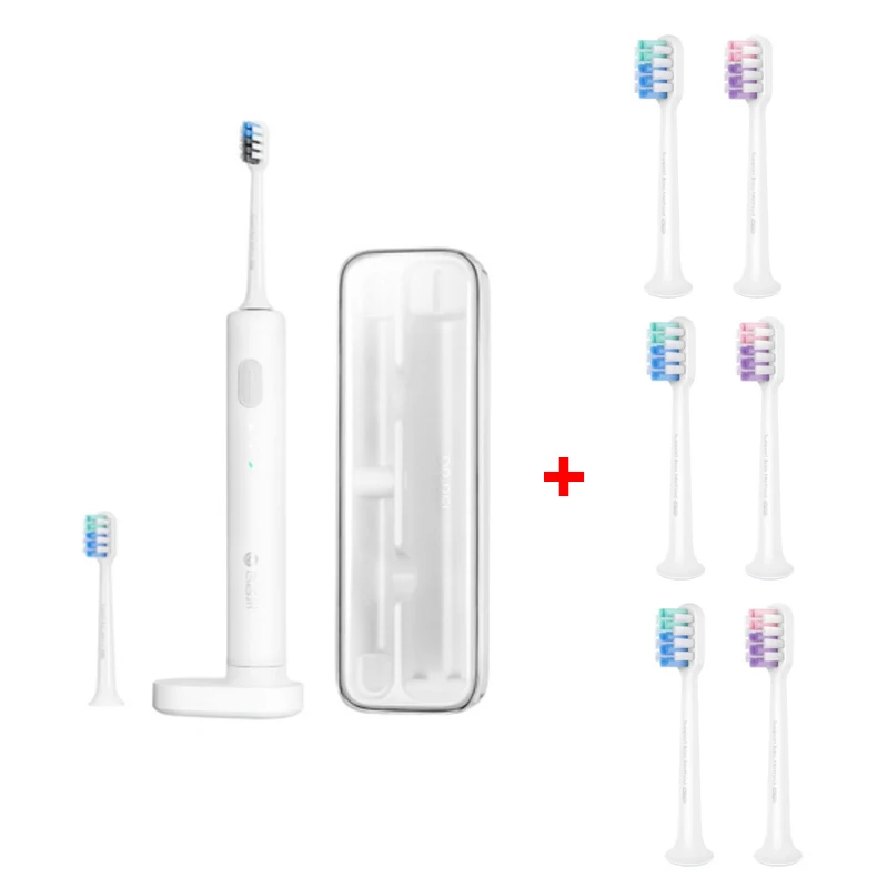 Add 6 Brush Heads Xiaomi Mijia BET-C01 Водонепроницаемая беспроводная звуковая электрическая зубная щетка портативная перезаряжаемая звуковая зубная щетка Ультра звуковая зубная щетка - Цвет: Add 6 Brush Heads