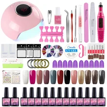 爪セット紫外線 LED ランプドライヤー選択と 6/10/12 色ネイルジェルポリッシュキットソークオフマニキュアドリルマシンキットネイルアートツール(China)
