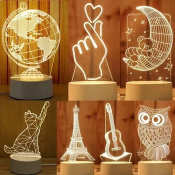 

Fantasy 3D LED light creative night light new illusion night light illusion table lamp three-color USB home decoration lamp