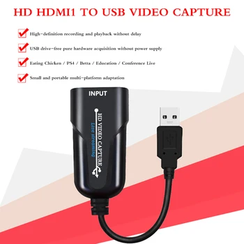 

Portable USB 2.0 HDMI Game Capture Card 1080P 60fps Video Reliable Streaming Adapter For Live Broadcasts Video Recordin