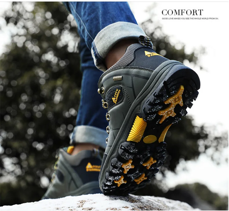 men high top hiking shoes waterproof trekking sneakers mens casual winter warm snow boots man mountain shoes for hunting boots