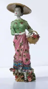 

Dai classical figures shiwan doll ceramic folk customs decoration girl Beauty figure Sculpture statue Home art decorations to pl
