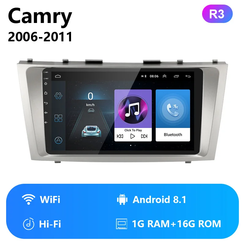 R3 Android 8,1 2 Din 2G+ 32G автомобильный Радио Мультимедиа Видео плеер для Toyota Camry 7 XV 40 50 2006-2011 gps навигация головное устройство+ рамка - Цвет: R3