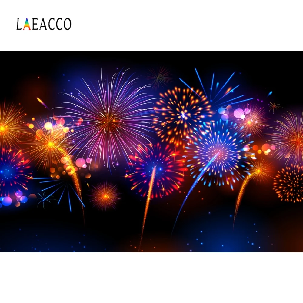 Новогодние фейерверки Laeacco вечерние фотофоны с фейерверками Bokeh фоны для