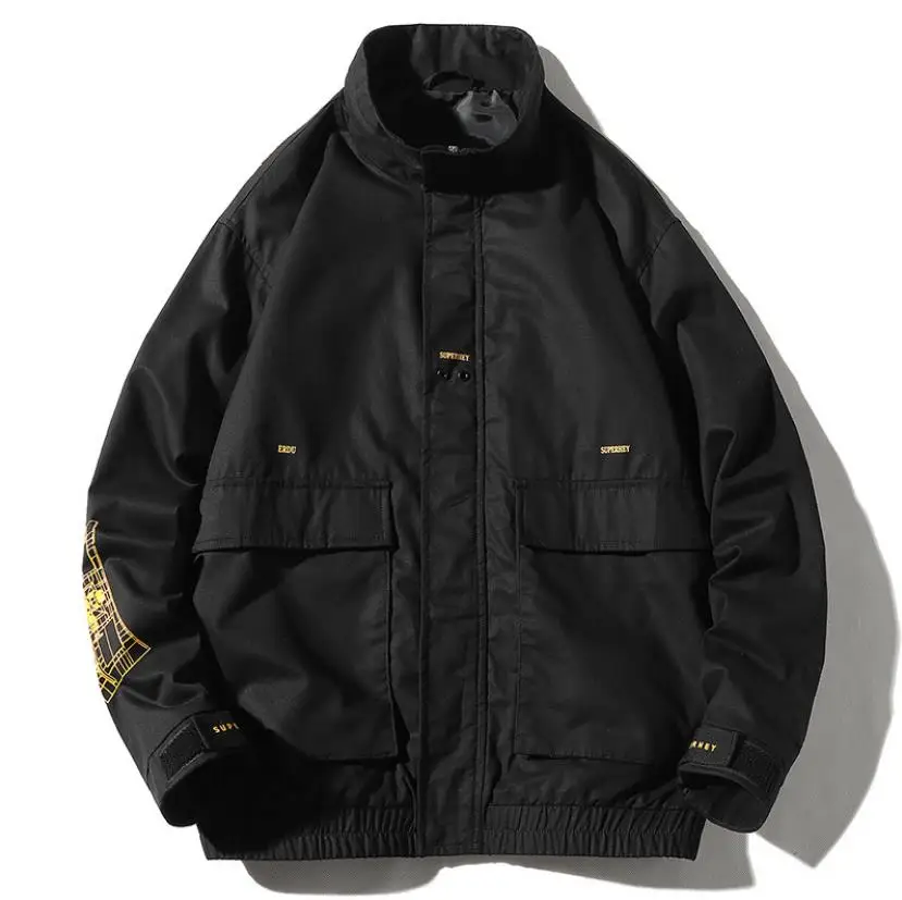 Autumn Winter men's Jackets new fashion black male Coats Casual white stand collar jacket Windbreaker warm youth overcoat - Цвет: color same picture