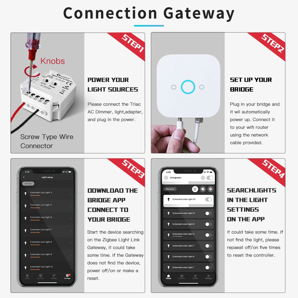 Semicador inteligente zigbee 220v ac, módulo de interruptor com ajuste de brilho ajustável, compatível com controle remoto rf 2.4g