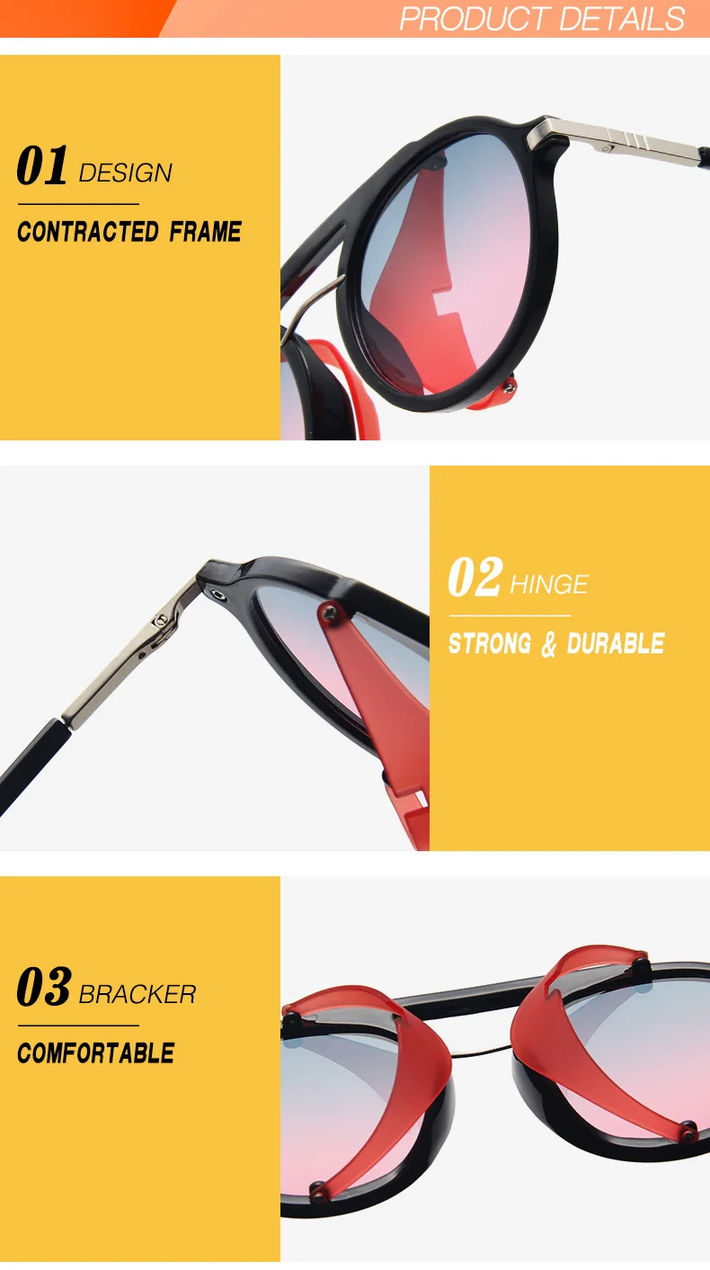 Мужские солнцезащитные очки в стиле стимпанк Женские винтажные очки люксовый бренд Классические Круглые ретро-очки Oculos UV400