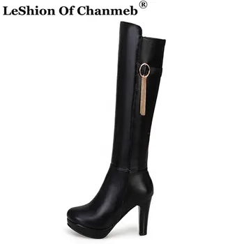 

Big Plus Size 43 Knee High Boots for Women Platforms High Heeled Fringe Long Boots Black Nude Winter Tassel Shoes tenis feminino