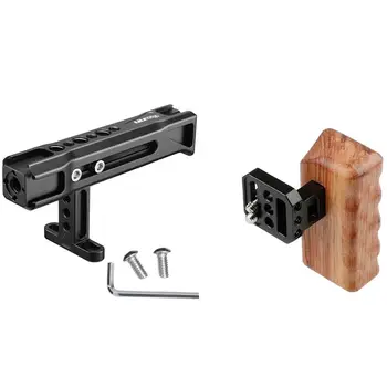 

UURig 2 Set Camera Accessories: 1 Set R018 Top Hand Grip Handle with 3 Cold Shoe 1/4 Screw & 1 Pcs Left Wooden Handle