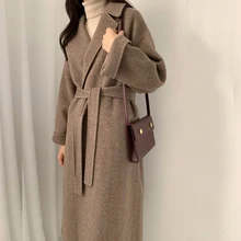 Женское корейское зимнее длинное пальто OL, верхняя одежда, пальто свободного размера плюс, кардиганы с длинным рукавом, манто Femme, элегантное, Casaco Feminino