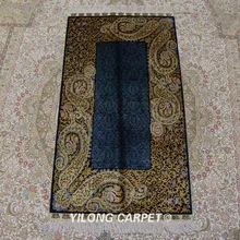 Yilong 2,4 'x4' персидский шелковый ковер синий vantage изысканный турецкий Тебризский шелковый ковер(ZQG299A