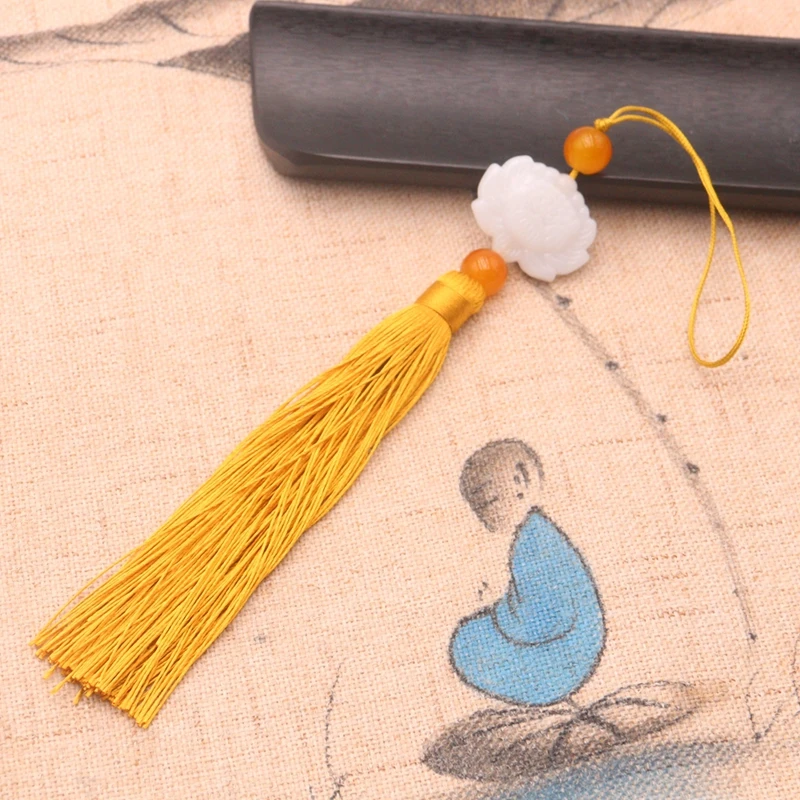 P 1PCS 16,5 см/ Белый нефритовый Лотос с кисточкой Кулон Ретро DIY Одежда абажур кисточка занавес украшение домашнего декора поставки - Цвет: P 1PCS