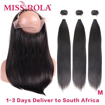 

Miss Rola Hair 360 Lace Frontal closure With 3 Bundles Natural Color Peruvian Straigh Remy Human Hair Extension Middle Ratio