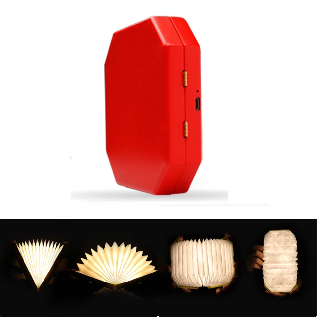 

New Folding Rechargeable LED Flip Book Lamp Portable Discoloration Night Light