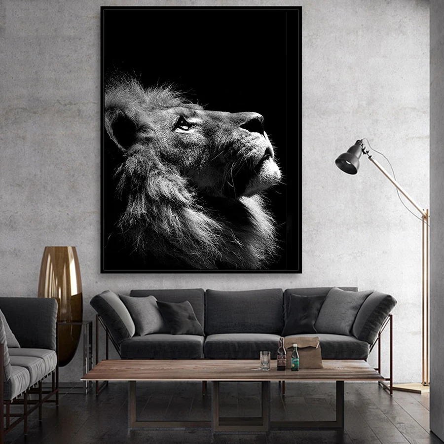Дикий животный плакат со львом художественный принт настенные картины