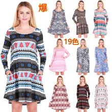 Изменить код после Amazon Внешняя торговля Ebay Горячая флуоресцентные полосы длинное платье с принтом большие размеры платье