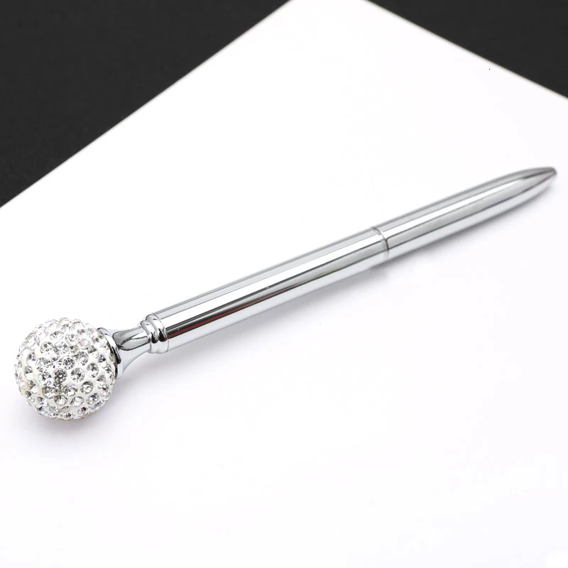 Silver plating Хрустальный шар "Бриллиант" шариковая ручка гелевая ручка Милая креативная Корейская Драгоценная ручка - Цвет: Silver plating