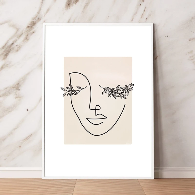 Abstract Woman Face Line Art Print